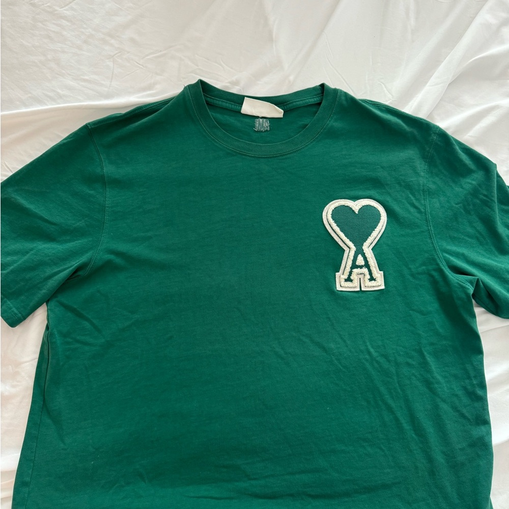 Ami Paris Green T-Shirt with Heart Logo